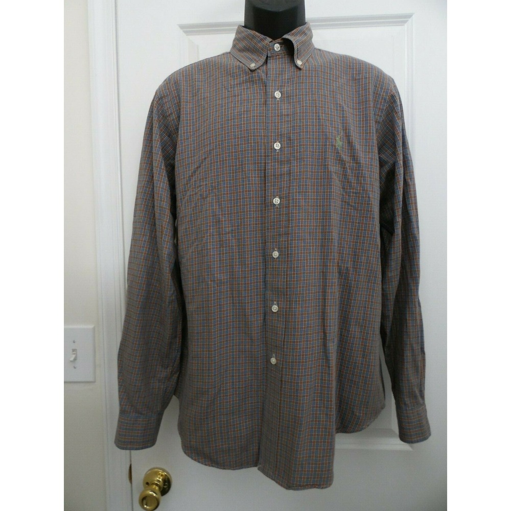 Ralph Lauren Mens Multicolor Check‎ Long Sleeve Logo Button Up Shirt Medium